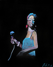 Photo of painting of Nina Simone, the High Priestess of Soul by Leila Currah