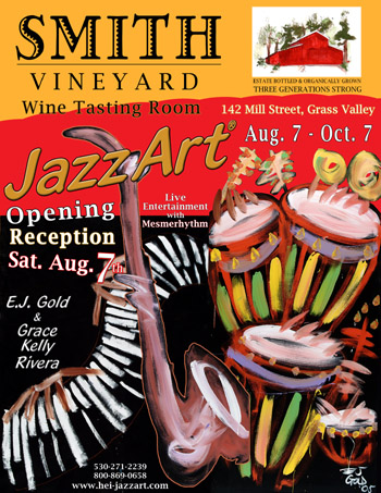 graphic of poster for JazzArt show at Smith Vineyard Wine Tasting Room
