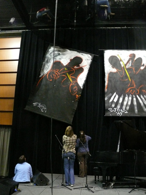 Photo of JazzArt installation at the Jenny Scheinman concert at Mondavi Center for the Performing Arts