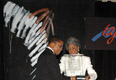 ..Herbie Hancock receiving the IAJE President's Award from presenter Nancy Wilson, Seaside Ballroom	